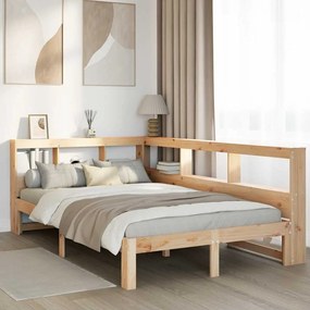 vidaXL Cama com estante sem colchão 120x200 cm pinho maciço