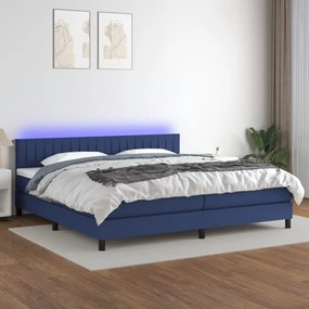 3133347 vidaXL Cama box spring c/ colchão e LED 200x200 cm tecido azul