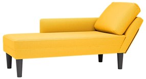 Chaise lounge com almofada tecido corduroy amarela claro
