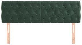 Cabeceira de cama 2 pcs veludo 72x7x78/88 cm verde-escuro