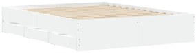 Estrutura de cama c/ gavetas 140x200cm derivados madeira branco