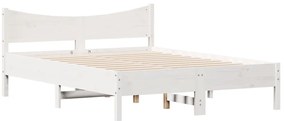 Cama sem colchão 140x190 cm madeira de pinho maciça branco
