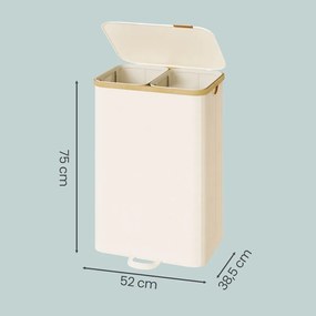 Cesto da roupa suja com tampa 150L 52 x 38,5 x 75 cm Creme