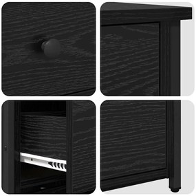 Mesinha de Cabeceira em Carvalho Preto Carvalho Preto MDF, Metal