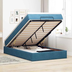vidaXL Estrutura cama otomana colchão 120x200cm veludo azul escuro