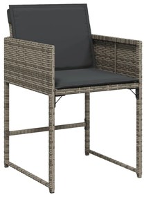 17 pcs conj. de jantar p/ jardim c/ almofadões vime PE cinzento