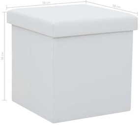Bancos de arrumação dobráveis 2 pcs couro artificial branco
