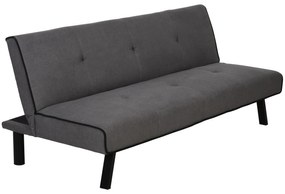 HOMCOM Sofá-cama de 3 lugares Projeto 2 em 1 com pernas levantadas Acolchoado 170x76x72,5 cm Cinza