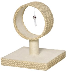 PawHut Arranhador para Gatos Pequenos Torre de Arranhar de Gato com Túnel Superior Poste Arranhador de Juta Natural 61x41x50cm Bege | Aosom Portugal