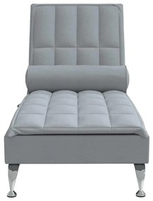 Chaise lounge de massagem com rolo tecido cinzento-claro