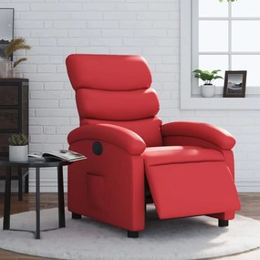 Poltrona reclinável elétrica couro artificial vermelho