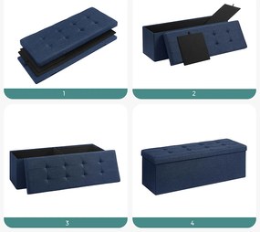 Banco com arrumação 110 x 38 x 38 cm azul marinho