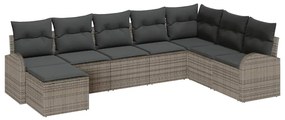 Conjunto de Sofá de Jardim vidaXL de 8 Peças com Almofadas Cinzas em R
