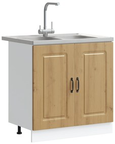 Armário de Cozinha vidaXL "Kalmar" com Pias Duplas em Carvalho Artesan