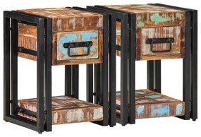 Criado-mudos 2 pcs 40x40x40 cm Madeira recuperada maciça