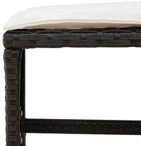 17 pcs conjunto de jantar p/ jardim c/ almofadões vime PE preto