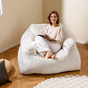 Pufe tipo poltrona, com estofamento em veludo e base antiderrapante 129 x 111 x 69 cm bege