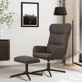 3097607 vidaXL Cadeira descanso c/ banco para os pés couro artificial castanho