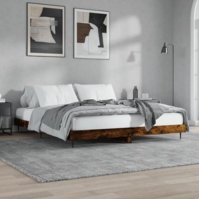 Estrutura de cama sem colchão 200x200 cm carvalho fumado