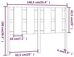 Cabeceira de cama 140,5x4x100 cm pinho maciço
