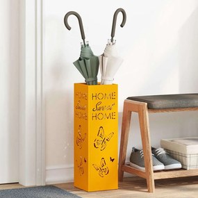 vidaXL Suporte para Guarda-Chuva Amarelo Mostarda Metal Padrão