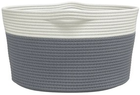 Cesto de arrumação Ø45x25 cm algodão cinzento e branco