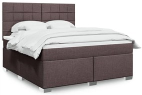 Cama com molas/colchão 180x200 cm tecido castanho-escuro