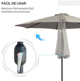Chapéu de Sol de Jardim Ø295x250 cm com Manivela Chapéu de Sol Exterio