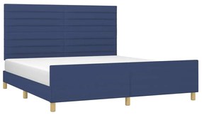 Estrutura de cama sem colchão 160x200 cm tecido azul