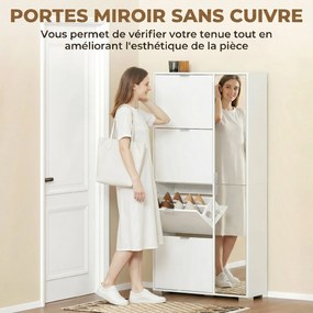 Sapateira, 82 x 30 x 168 cm, 4 Gavetas Basculantes, Branco