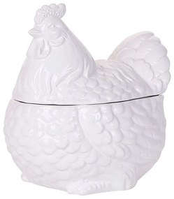 Figura decorativa com forma de galinha em cerâmica branca 19 cm BINIC Beliani