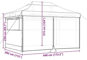 Tenda p/ festas pop-up dobrável com 4 paredes laterais preto