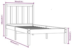 Estrutura de cama solteiro 90x190 cm pinho maciço