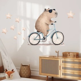 Autocolante - Capivara numa bicicleta