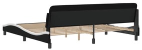 Estrutura de cama c/ cabeceira couro artificial preto e branco