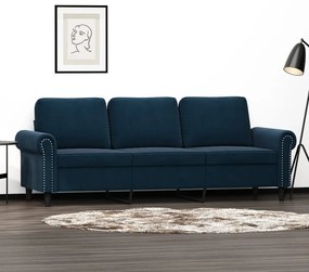vidaXL Sofá de 3 lugares 180 cm veludo azul