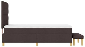 Cama Box Spring vidaXL com Colchão e Banco Marrom Escuro 90x200 cm Tec