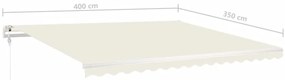 Toldo retrátil manual com postes 4x3,5 m cor creme