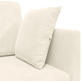 Sofá Cama de Chão 2 em 1 Creme 213x144x60 cm Veludo