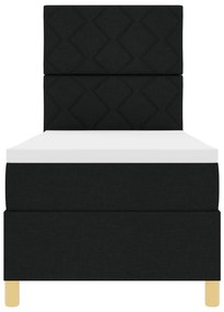 Cama Box Spring com Colchão Preta 80x200 cm Tecido