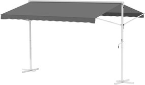 Toldo de dupla inclinação 4 x 3 m, manual e retrátil, inclinação ajustável, metal com revestimento epóxi, branco, poliéster impermeável e com proteção