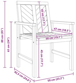 Conjunto de Lounge para Jardim de 3 Peças Madeira Sólida de Acácia