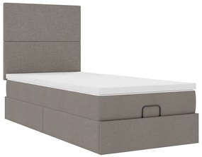 Estrutura de cama otomana com colchão tecido cinzento 100x200cm