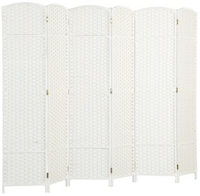 HOMCOM Biombo de 6 Painéis Separador de Ambientes Dobrável 240x170 cm para Sala de Estar Dormitório Escritório Branco | Aosom Portugal