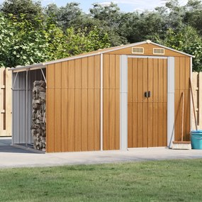 vidaXL Abrigo de jardim 277x192,5x179cm aço galvanizado castanho-claro