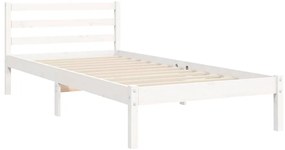 Estrutura cama de solteiro c/ cabeceira madeira maciça branco