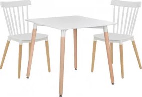 Conjunto De Mesa Quadrada 80x80 Cm Em Madeira De Faia E Mdf E 2 Cadeiras Royal Branco - Sklum