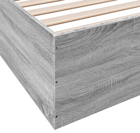 Estrutura de cama 200x200 cm derivados madeira cinzento sonoma