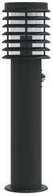 Candeeiro de chão para exterior c/ sensor 60 cm aço inox. preto