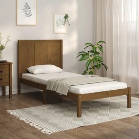 vidaXL Estrutura cama pequena solteiro 75x190 cm madeira castanho mel